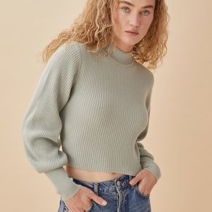 Reformation Sage Green Ribbed Sweater
